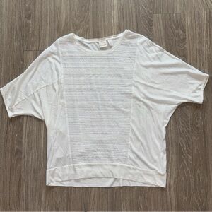 Chico's White Lace-Panel Dolman Short Sleeve Top